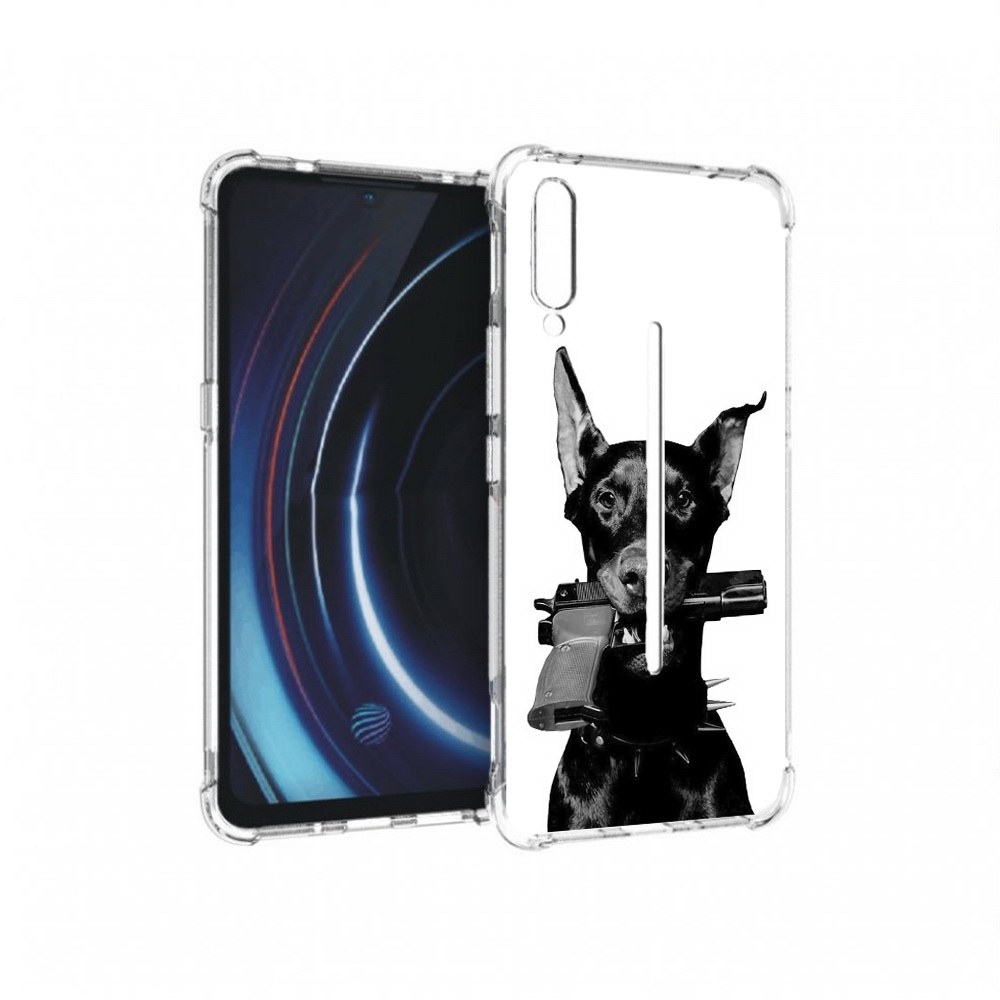 

Чехол MyPads Tocco для Vivo iQOO доберман с пистолетом (PT226955.389.331), Прозрачный, Tocco