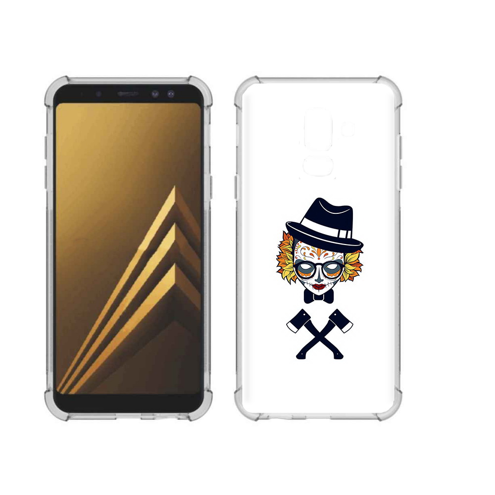 

Чехол MyPads Tocco для Samsung Galaxy A6+ (2018) девушка в маске с топорами рисунок, Прозрачный, Tocco