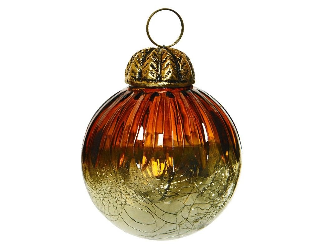 

Ёлочный шар ПАЛЛОНЧИНО, стеклянный, янтарный, 7.5 см, Kaemingk (Decoris), Желтый