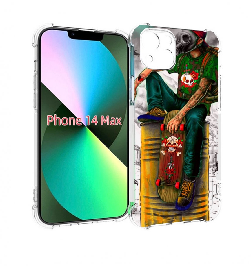 

Чехол MyPads скейтер в противогазе для iPhone 14 Plus (6.7), Прозрачный, Tocco