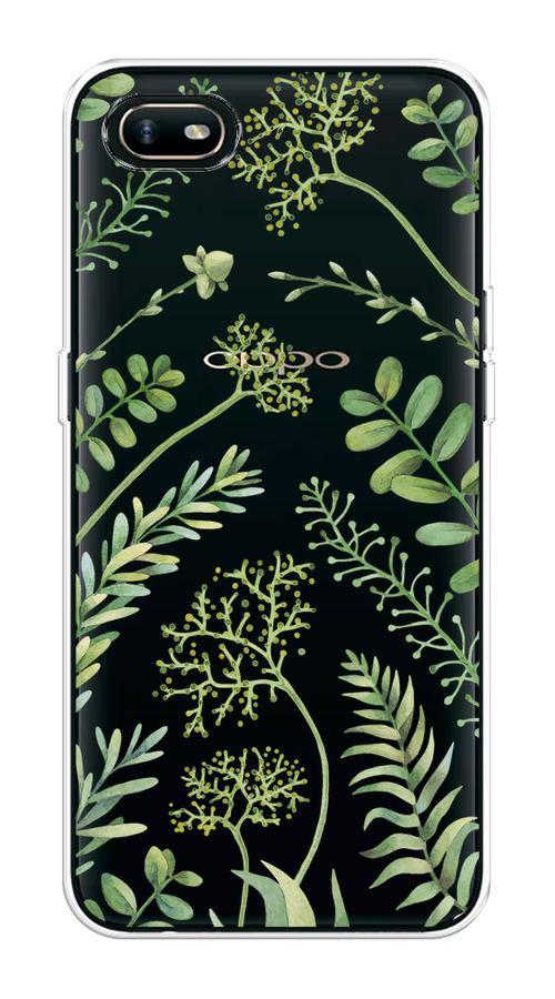 

Чехол на Oppo A1k "Green Leaves", Зеленый;прозрачный, 252150-1