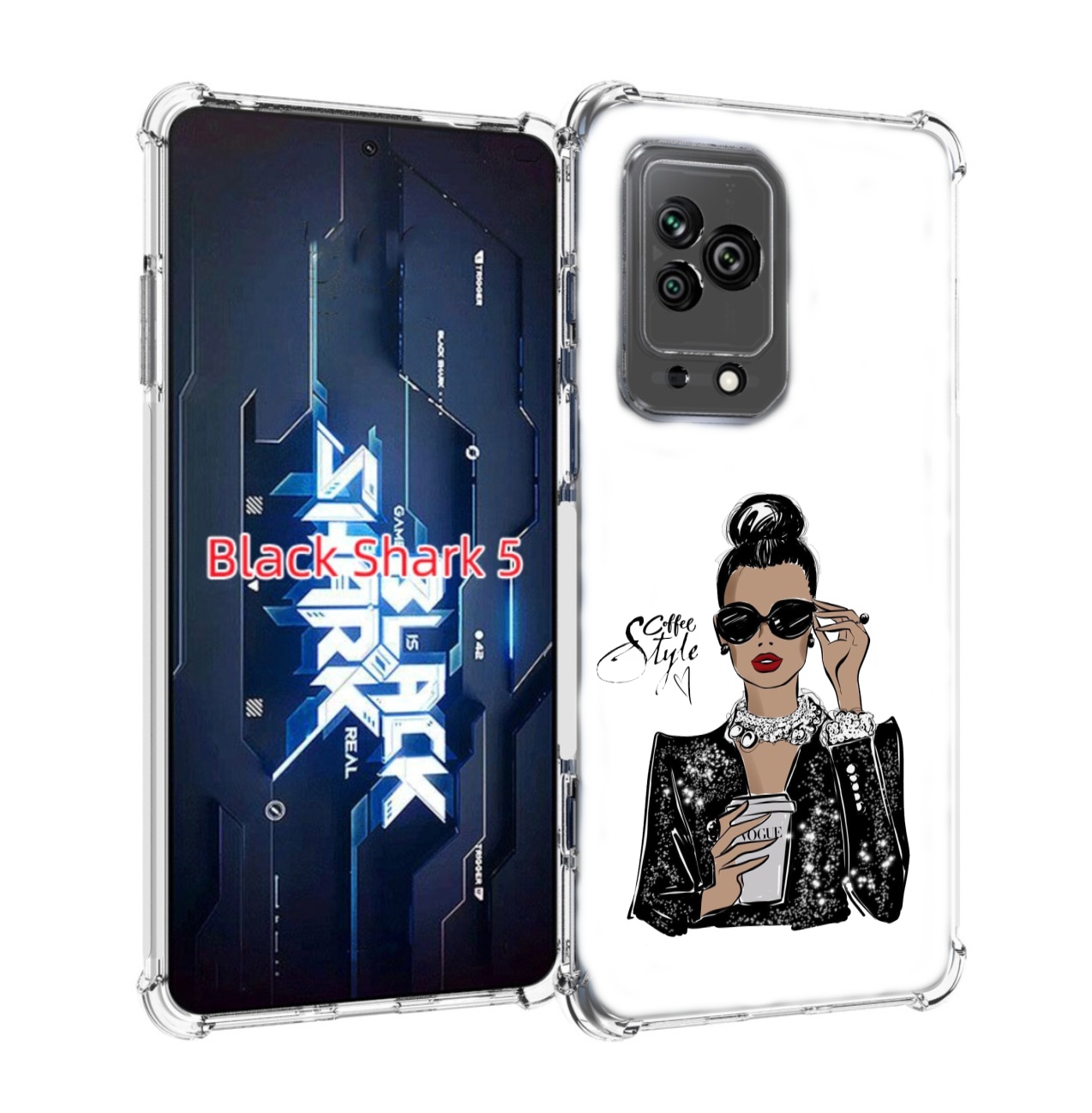 Чехол MyPads девушка в черных очках в пиджаке для Xiaomi Black Shark 5 Tocco