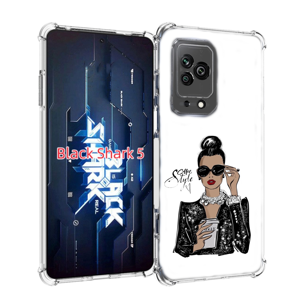 

Чехол MyPads девушка в черных очках в пиджаке для Xiaomi Black Shark 5, Прозрачный, Tocco