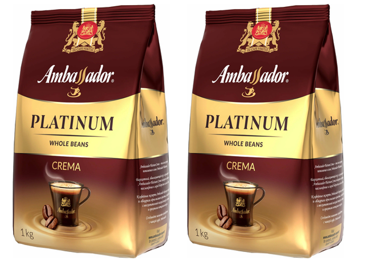 

Кофе в зернах Ambassador Platinum Crema, 2 шт по 1000 г