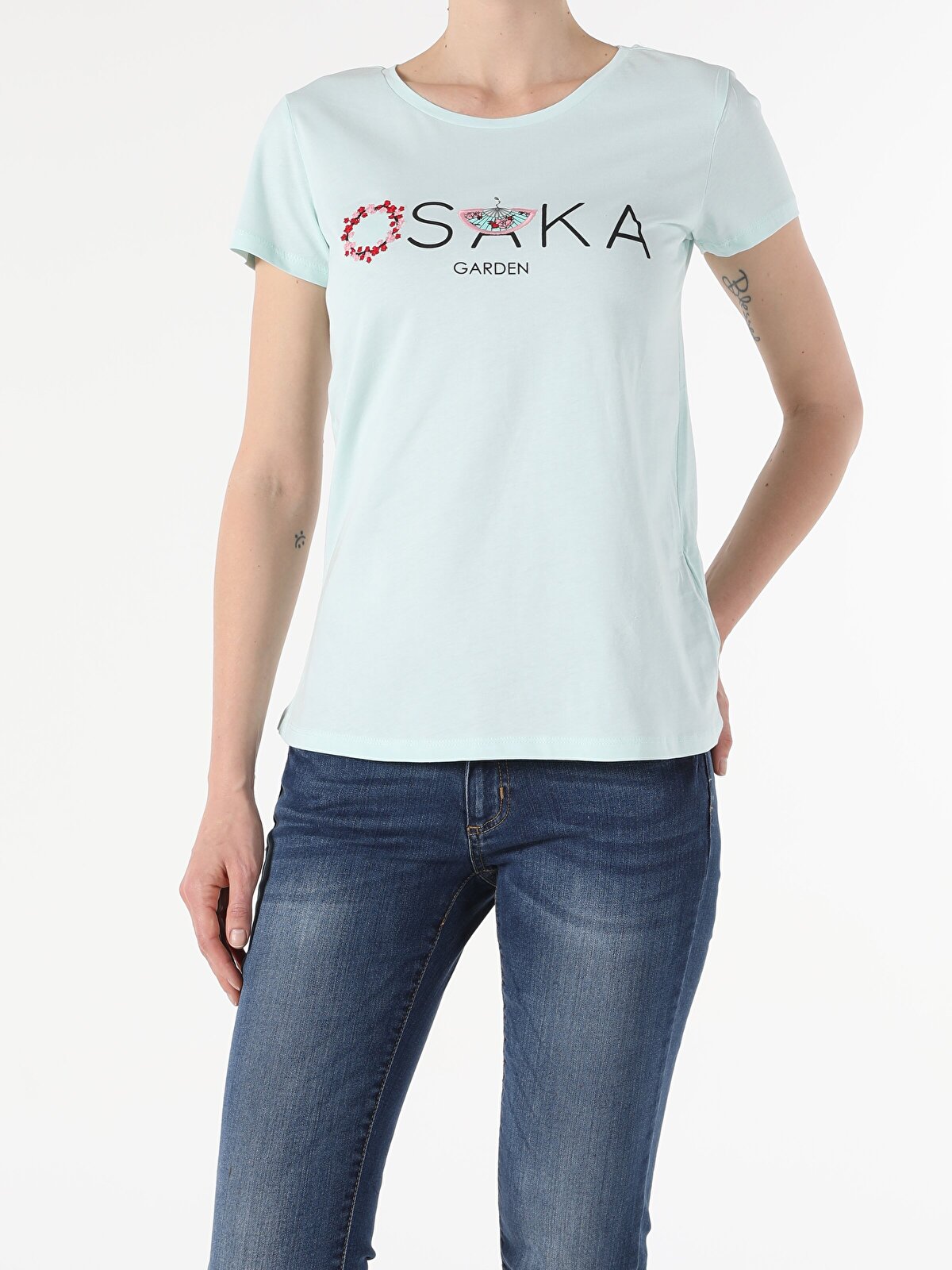 

Футболка женская Colin's CL1051434_Q1.V1GR бирюзовая XS, Бирюзовый, CL1051434_Q1.V1GR