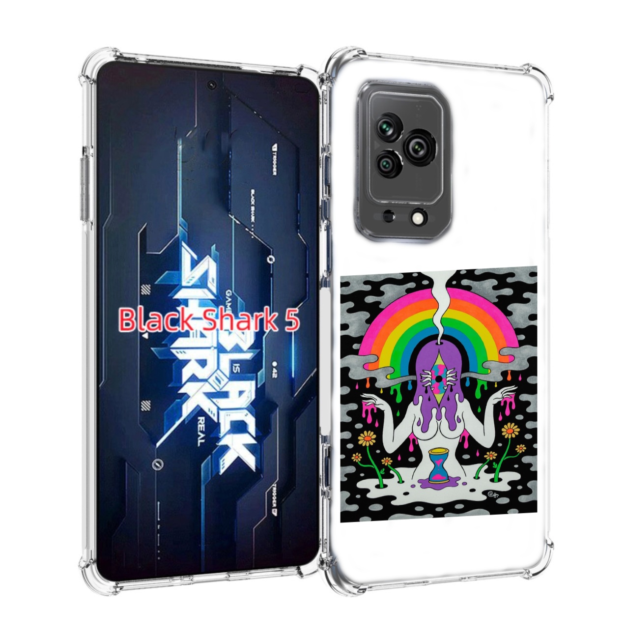 Чехол MyPads девушка с радугой абстракция женский для Xiaomi Black Shark 5 Tocco