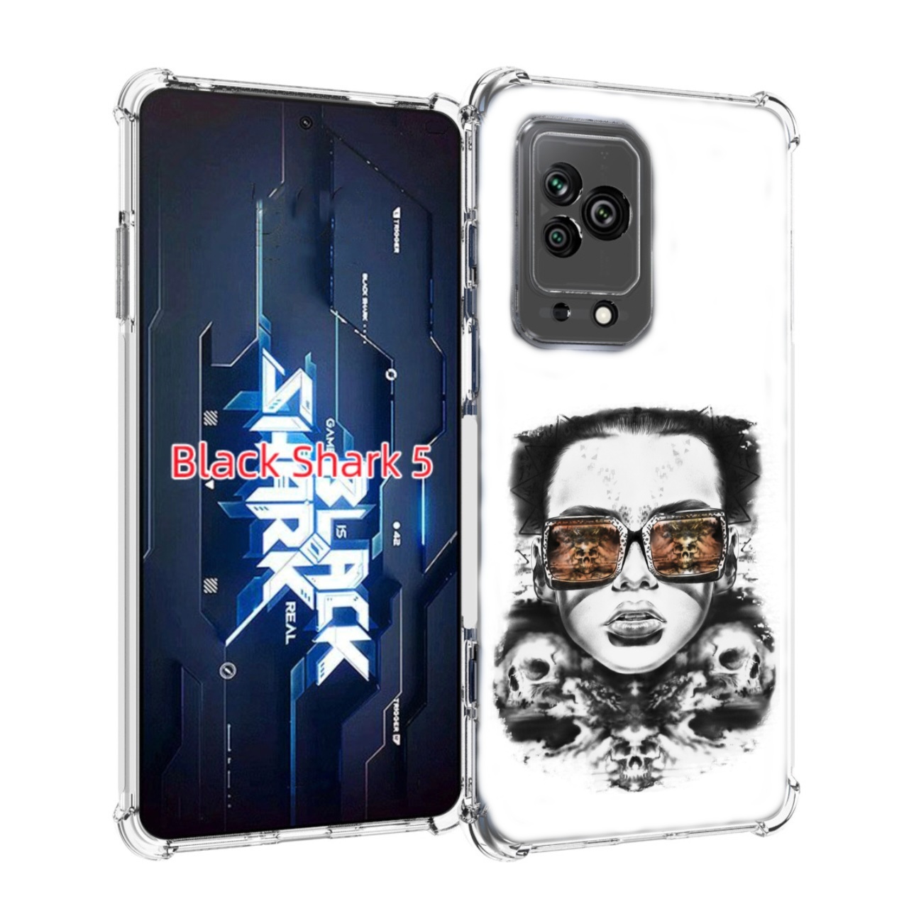 

Чехол MyPads девушка с черепами в очках женский для Xiaomi Black Shark 5, Прозрачный, Tocco