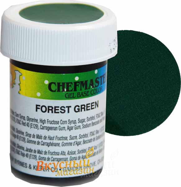

Краска Зеленый лес гелевая концентрир. Forest Green Chefmaster, 28 гр.