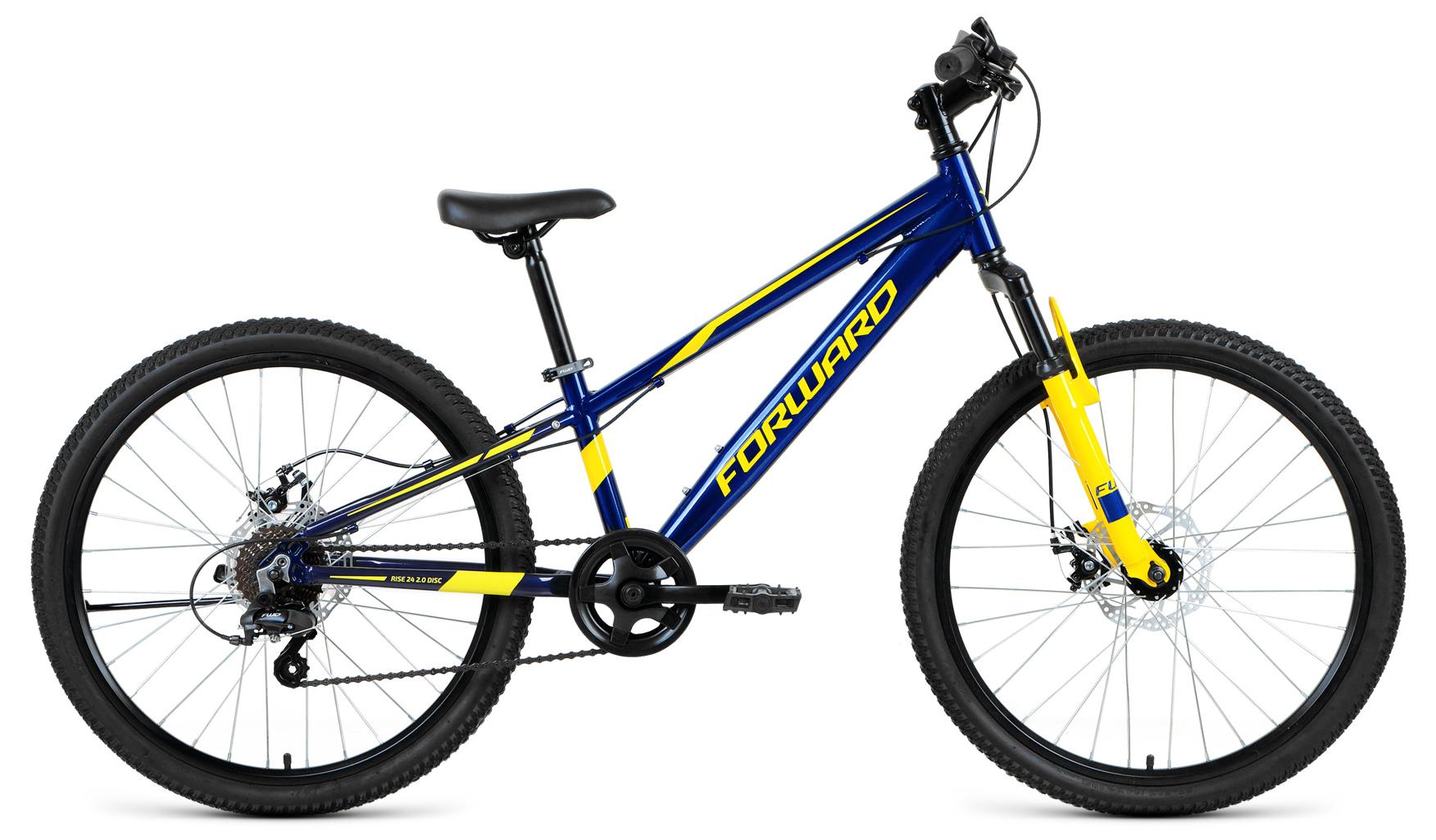 фото Велосипед forward rise 24 2.0 disc 2021 11" темно-синий/желтый
