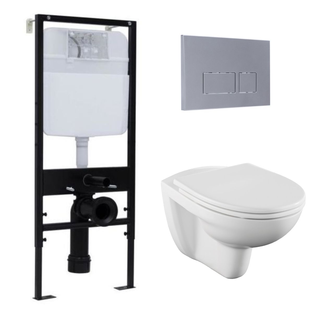 Инсталляция Logan  кнопка смыва хром+унитаз подвесной Vitra Norm Fit с сидением микролифт