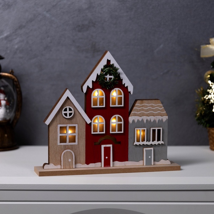 

Фигура светодиодная Luazon Lighting Городок 24х5х21см 6LED CR2032x1 свечение тёплое белое, Городок