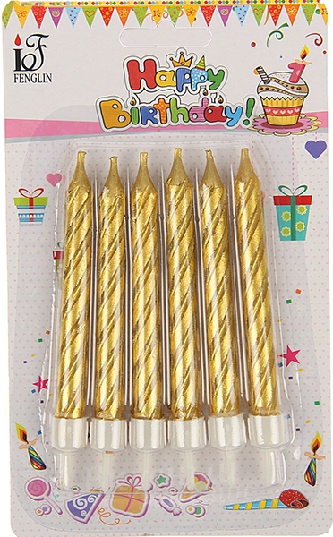 

Свечи для торта Золотые Happy Birthday 6 шт., Золотистый