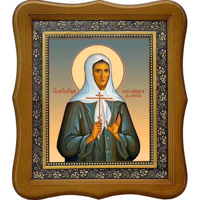 

Александра Дьячкова, послушница, преподобномученица. Икона на холсте.