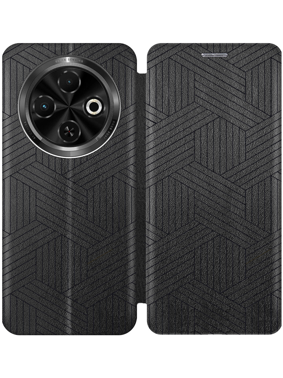 

Чехол-книжка на Tecno Spark 30C с принтом "Милый узор" черный, 786716332