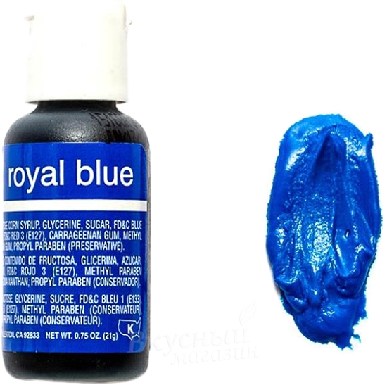 

Краска Синий королевский гелевая Royal Blue Liqua-Gel Chefmaster, 20 гр.