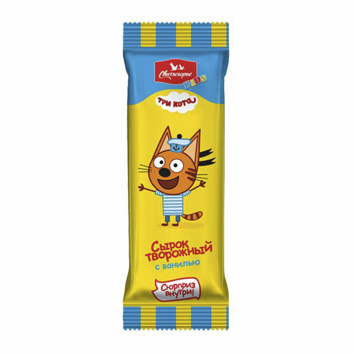 Творожный сырок Свитлогорье Три кота глазированный со вкусом ванили 16% 40 г