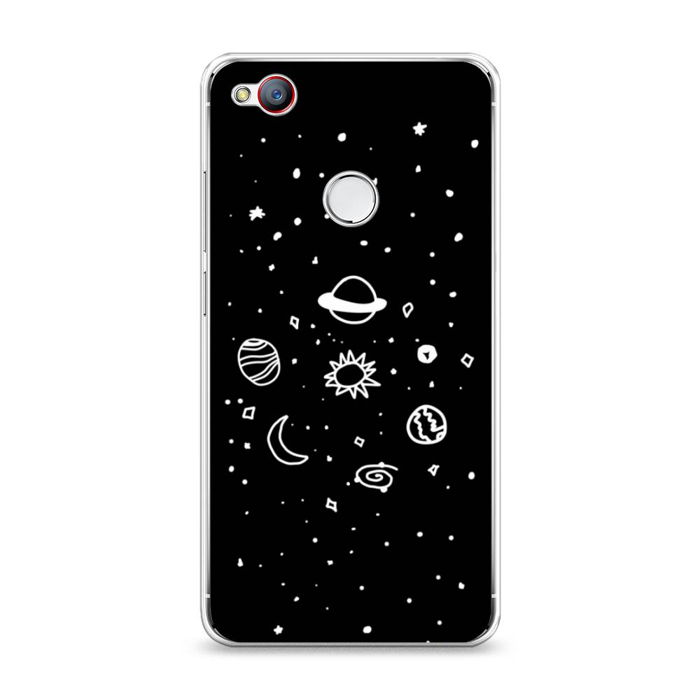 

Чехол на ZTE Nubia Z11 Mini "Дудл солнечной системы", Бежевый;серый, 131550-2