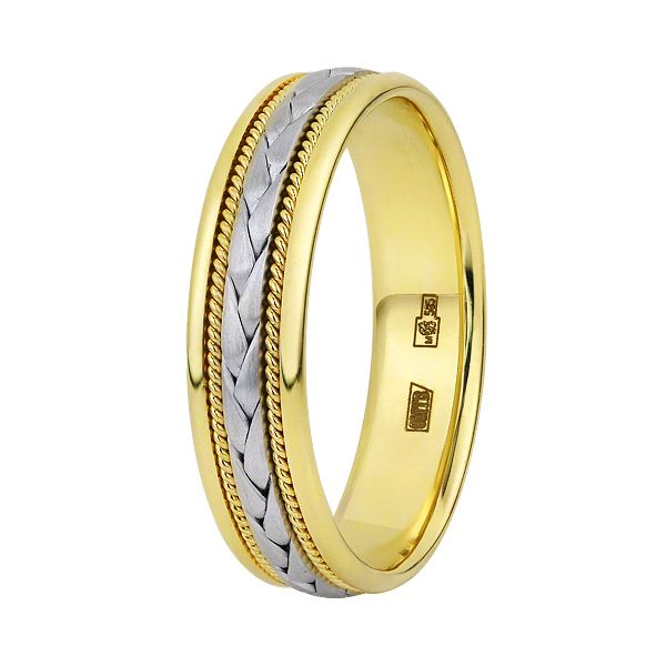 Кольцо обручальное из комбинированного золота р. 17 Юверос 100307