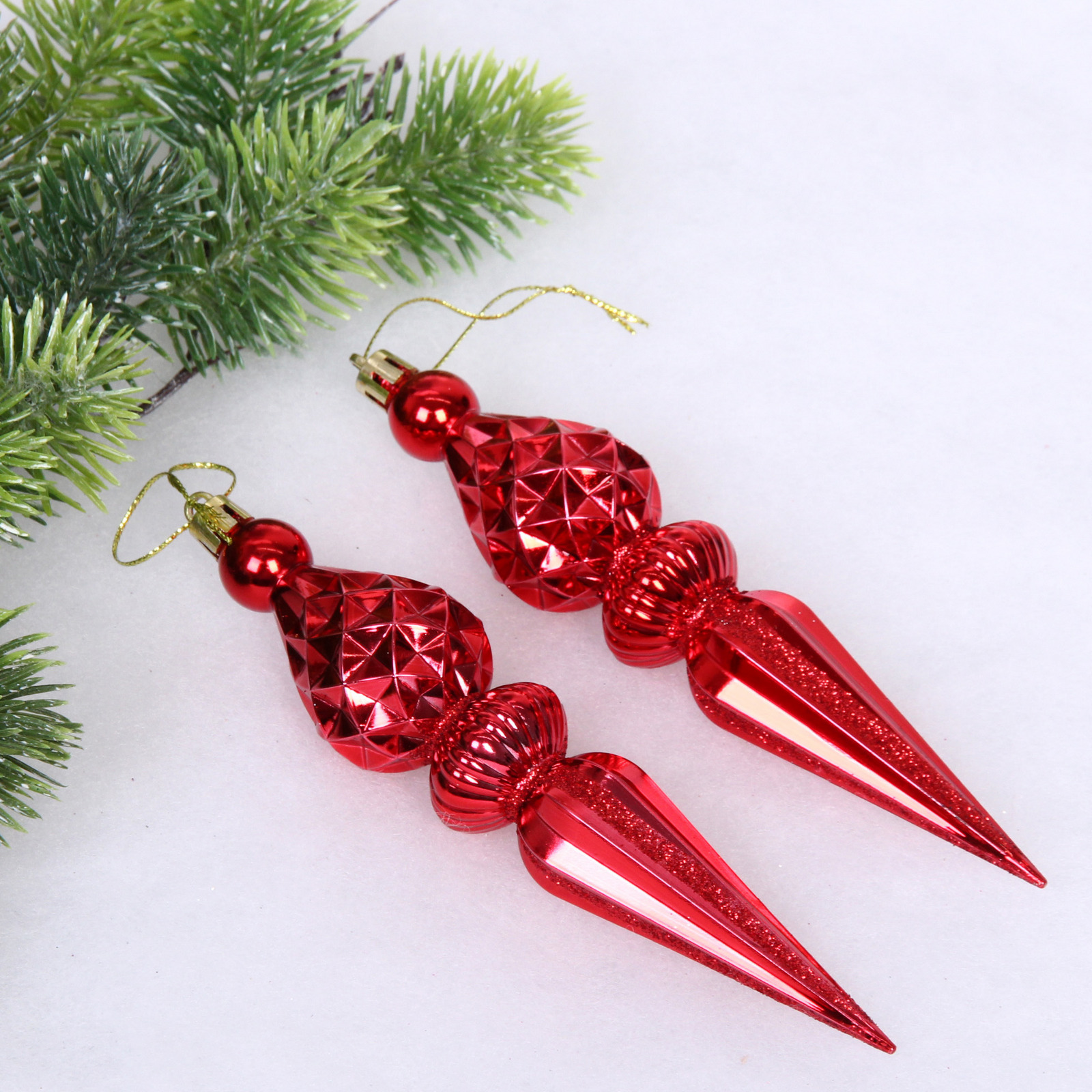 Елочная игрушка Серпантин Сосулька Зимняя сказка 4 шт красный 17см 515₽