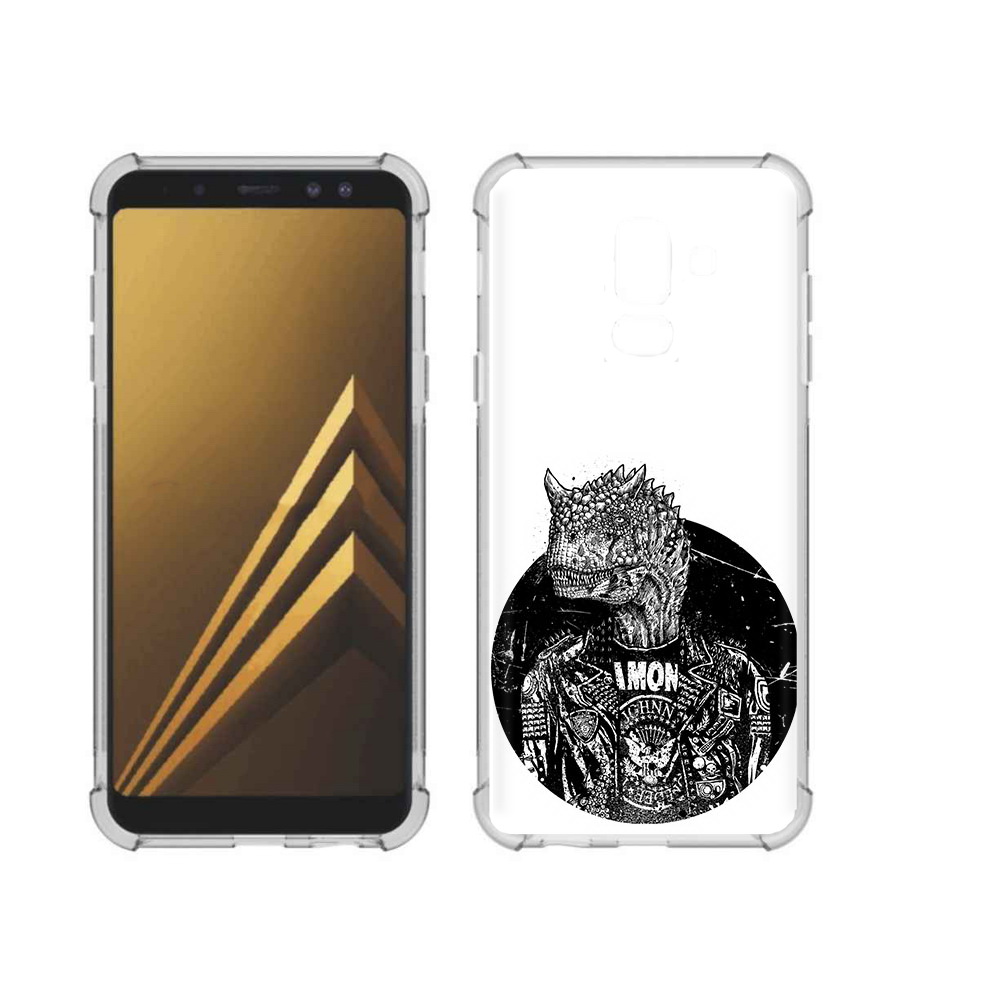 

Чехол MyPads Tocco для Samsung Galaxy A6+ (2018) динозавр в куртке (PT111520.594.328), Прозрачный, Tocco