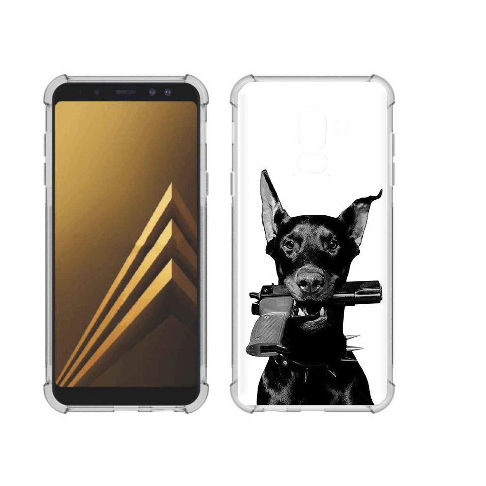 

Чехол MyPads Tocco для Samsung Galaxy A6+ (2018) доберман с пистолетом (PT111520.594.331), Прозрачный, Tocco