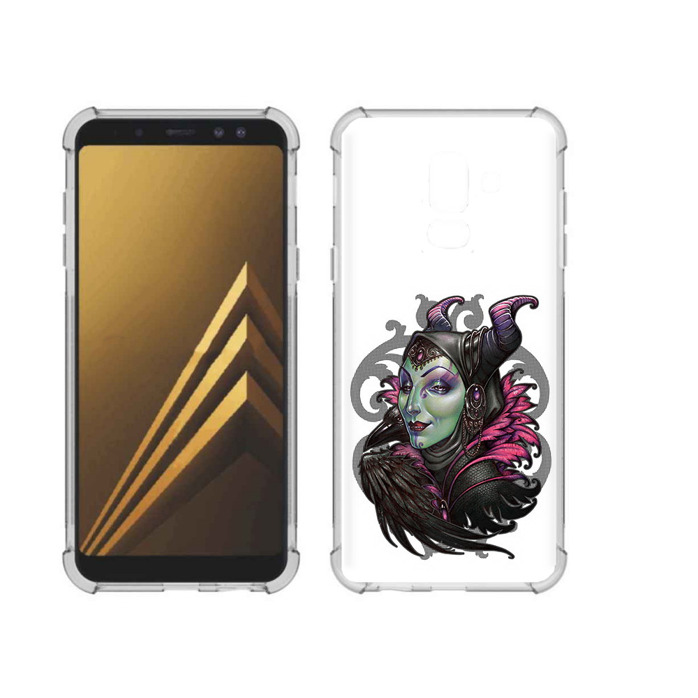 

Чехол MyPads Tocco для Samsung Galaxy A6+ (2018) зеленая девушка с вороном, Прозрачный, Tocco