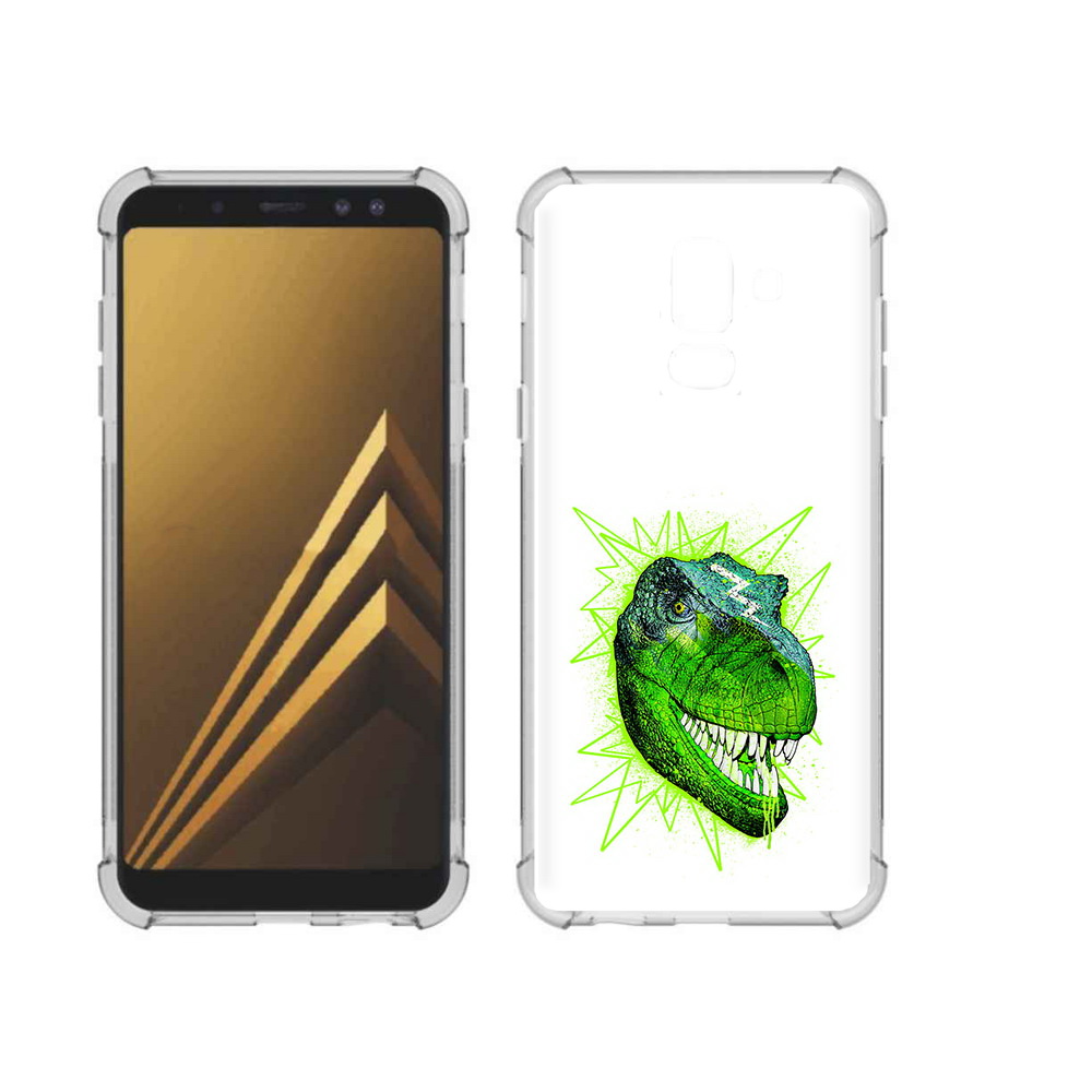 

Чехол MyPads Tocco для Samsung Galaxy A6+ (2018) зеленый динозавр (PT111520.594.358), Прозрачный, Tocco