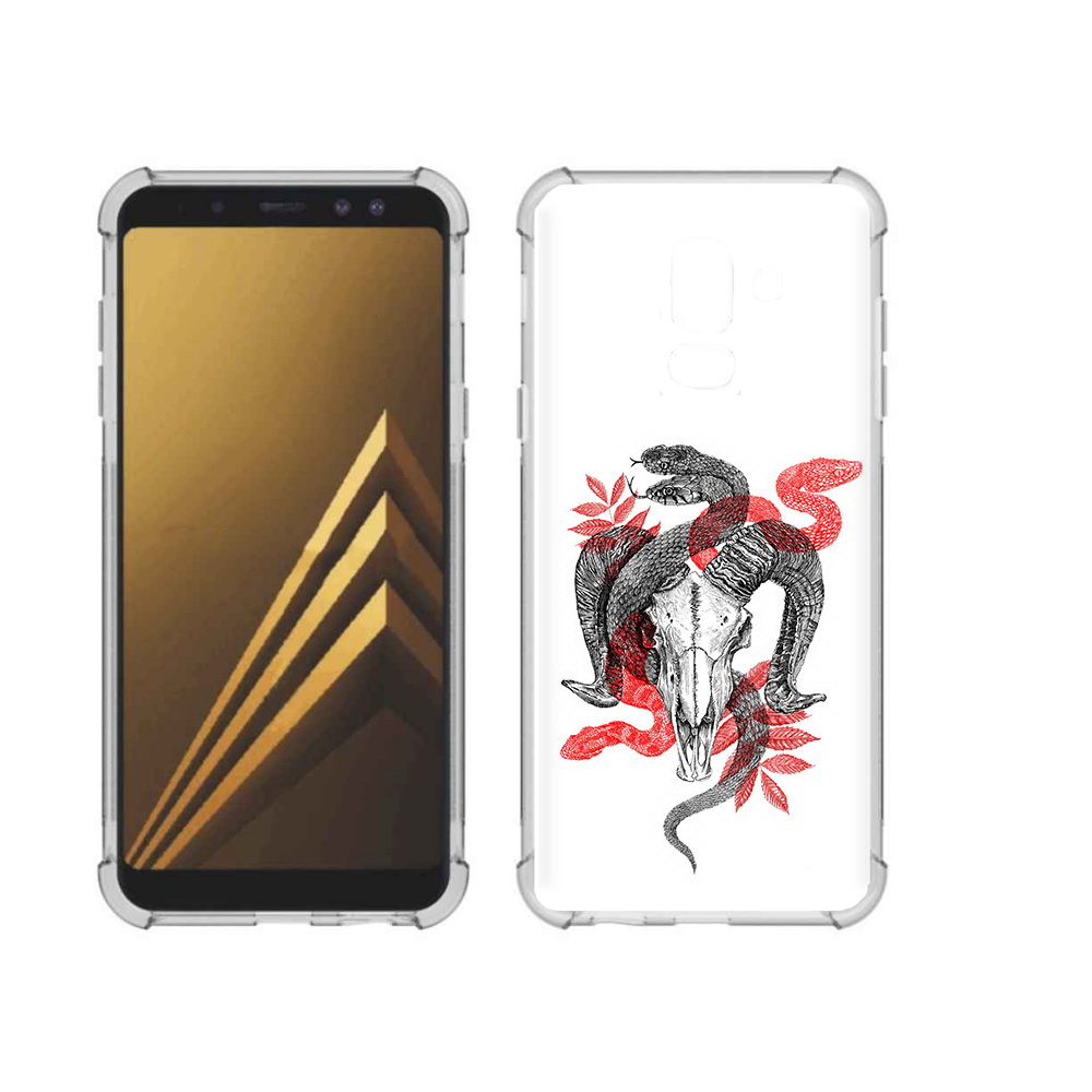

Чехол MyPads Tocco для Samsung Galaxy A6+ (2018) змея в черепе рисунок (PT111520.594.365), Прозрачный, Tocco