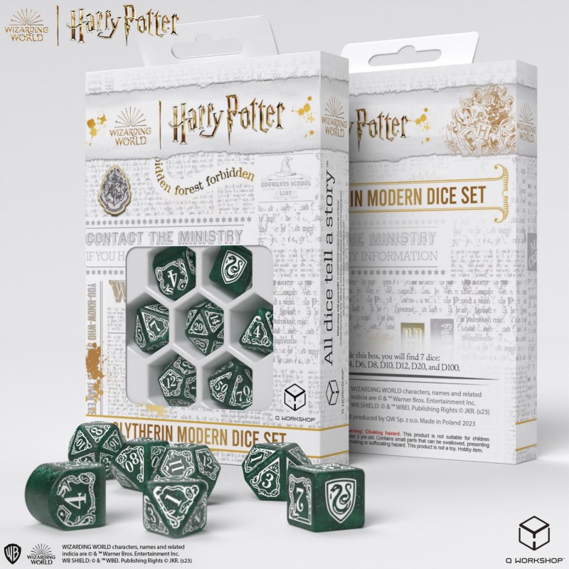 Набор кубиков для игр Q-Workshop Harry Potter - Slytherin Modern Dice Set Green