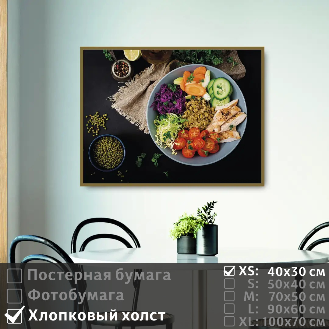 

Постер на холсте ПолиЦентр Овощное блюдо в кафе 40х30 см, ОвощноеБлюдоВКафе