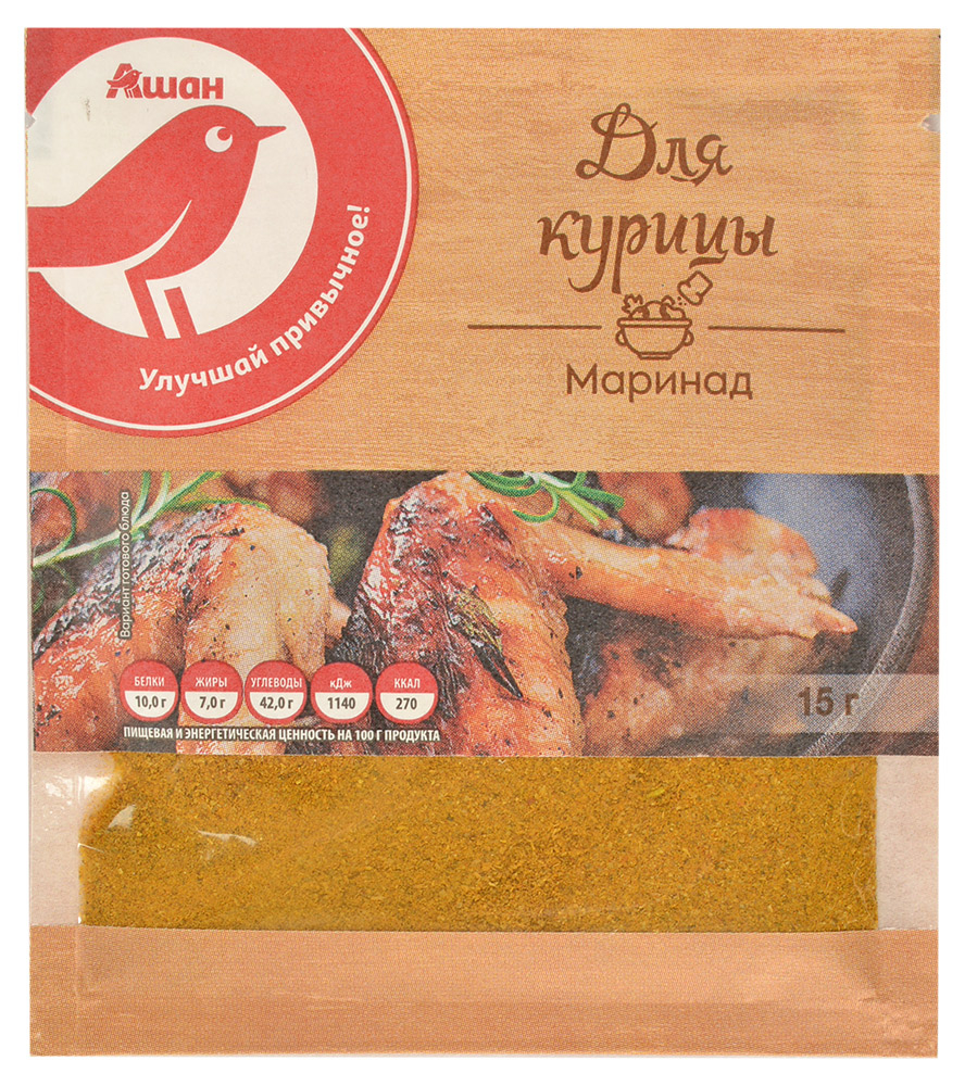 

Маринад АШАН Красная птица для курицы сухой 15 г