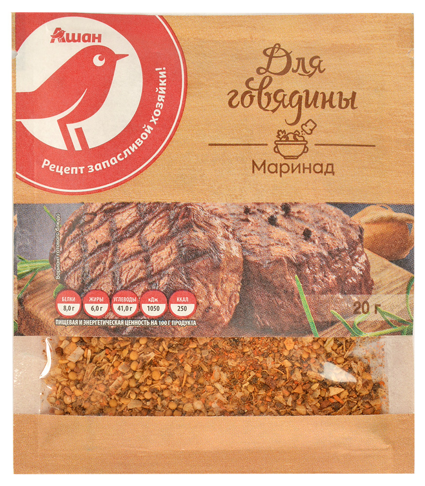 

Маринад для говядины АШАН Красная птица сухой 20 г