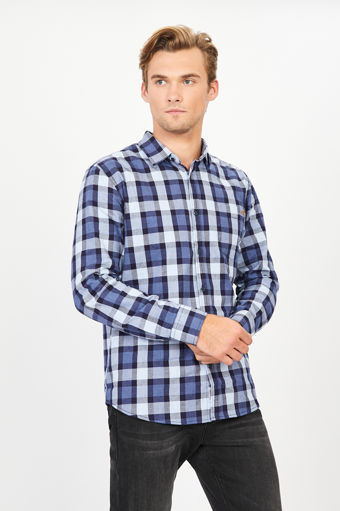 фото Рубашка мужская baon b661502 синяя m