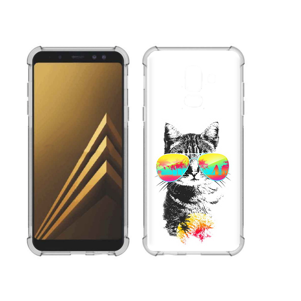 

Чехол MyPads Tocco для Samsung Galaxy A6+ (2018) крутой кот (PT111520.594.425), Прозрачный, Tocco