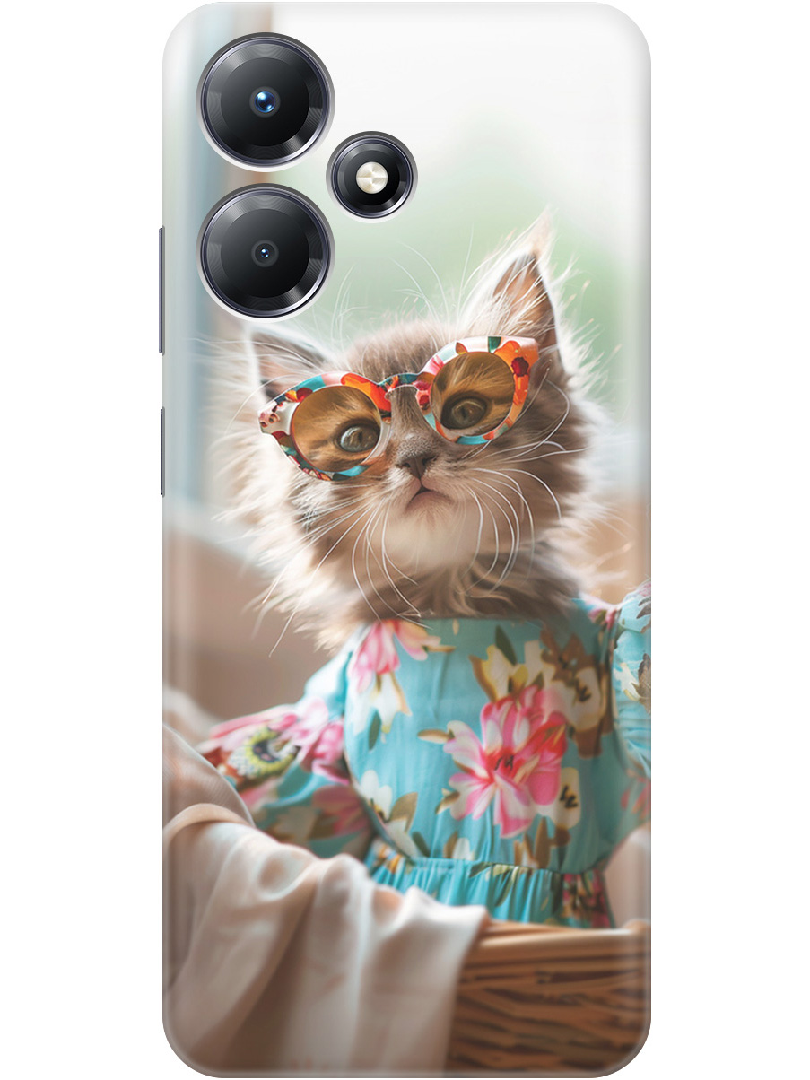 

Силиконовый чехол на Infinix Hot 30 Play с рисунком "Кошечка в голубом платье", Белый;голубой;серый, 20000053