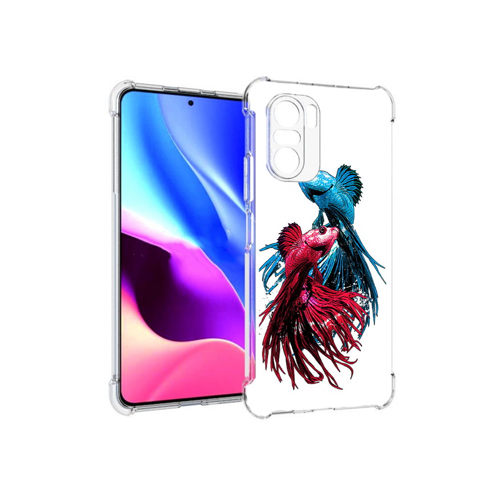 

Чехол MyPads Tocco для Xiaomi Redmi K40 рыбы петушки (PT158239.260.592), Прозрачный, Tocco