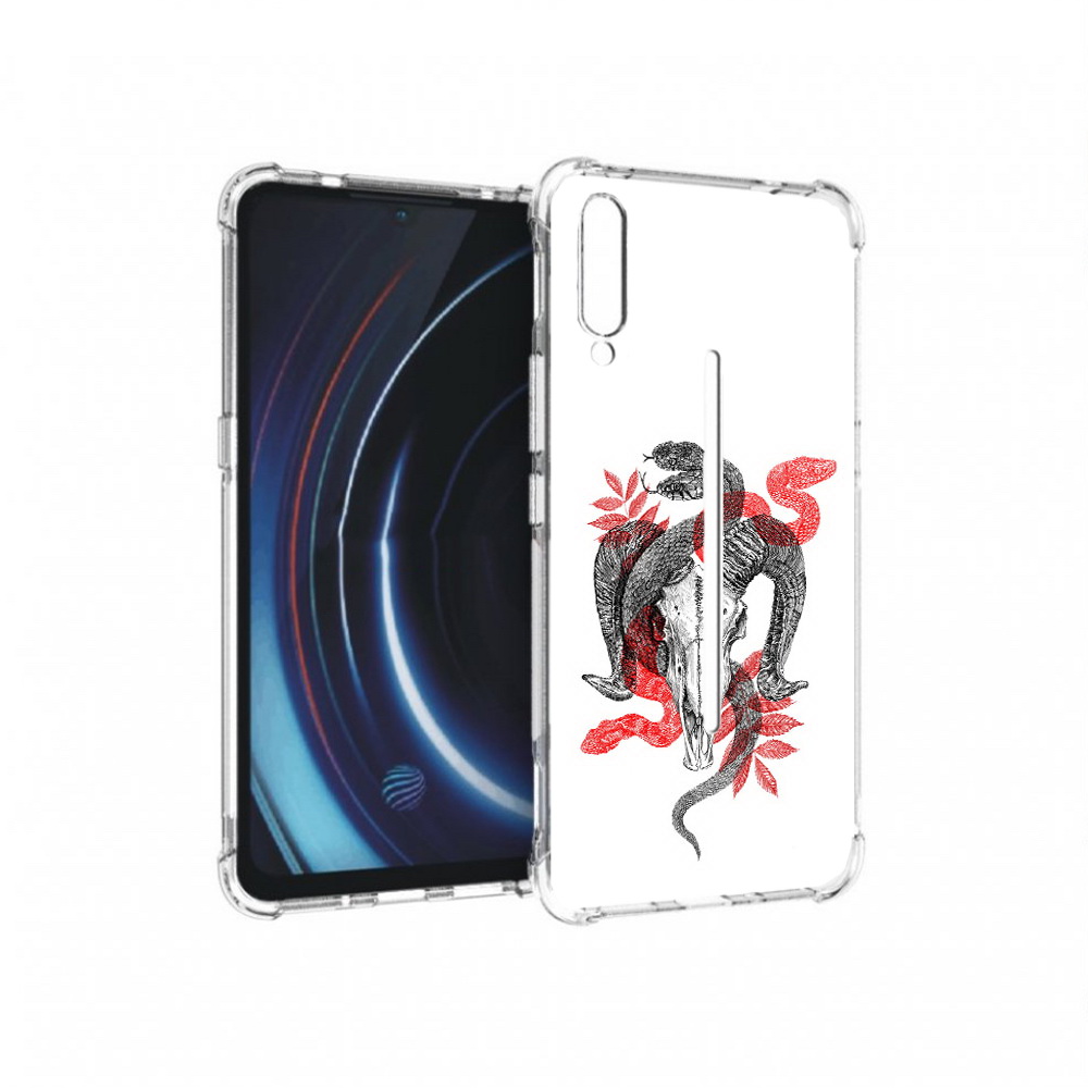

Чехол MyPads Tocco для Vivo iQOO змея в черепе рисунок (PT226955.389.365), Прозрачный, Tocco