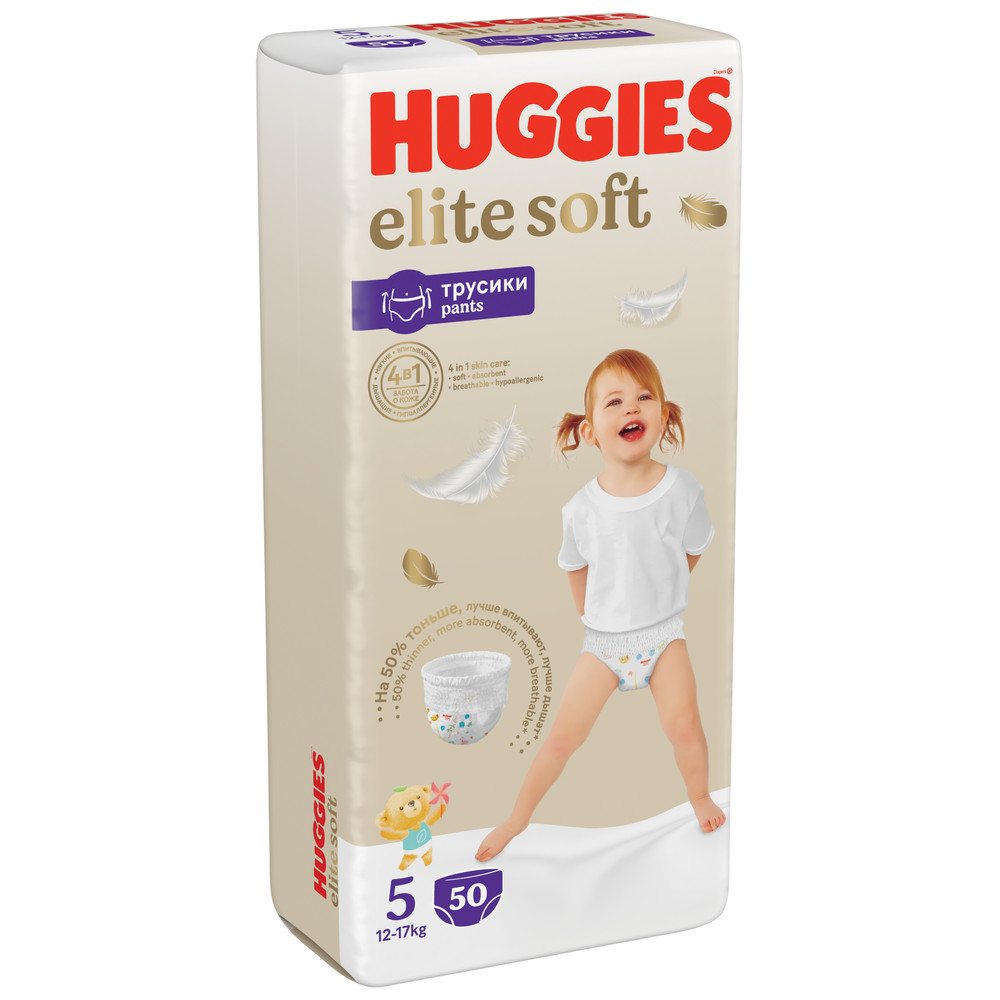 

Подгузники-трусики Huggies Elite Soft 12-17 кг, 5 размер, 50 шт