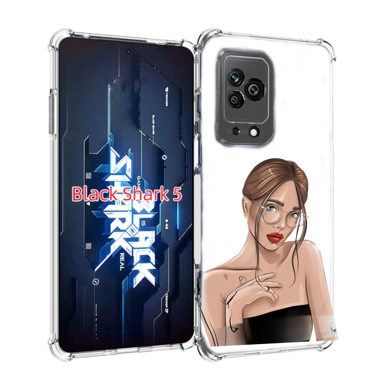 

Чехол MyPads девушка-в-очках-с-красивыми-глазами женский для Xiaomi Black Shark 5, Прозрачный, Tocco