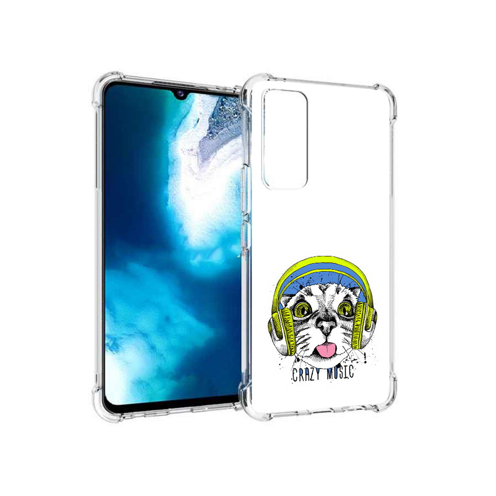 Чехол MyPads Tocco для Vivo V20 SE кошка в наушниках рисунок (PT155663.407.403)