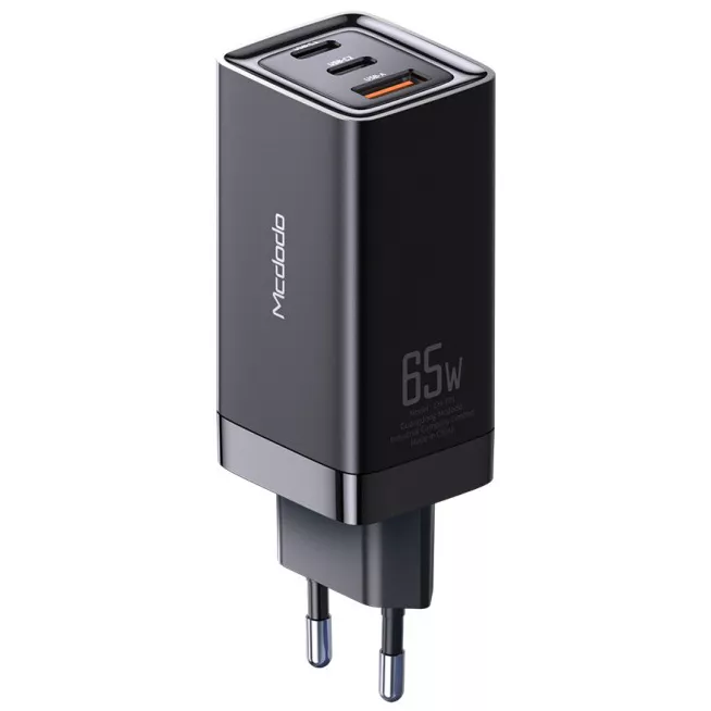 фото Сетевое зарядное устройство mcdodo gan mini fast charger 2xusb-c + usb-a чёрное (ch-7921)