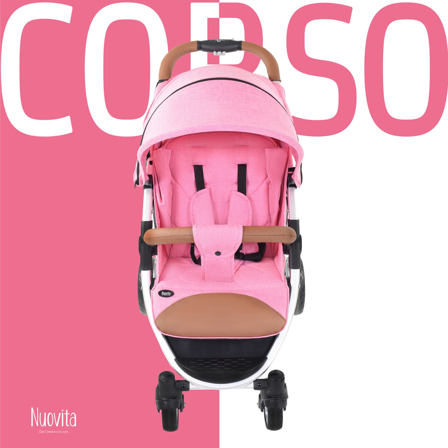 Прогулочная коляска Nuovita Corso Rosa Argento Розовый Серебристый 29039₽