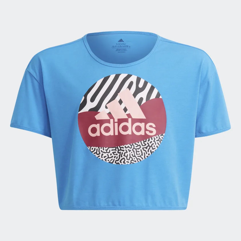 Футболка для девочек Adidas Aeroready Power Training Cropped Logo HA0987 голубая 140