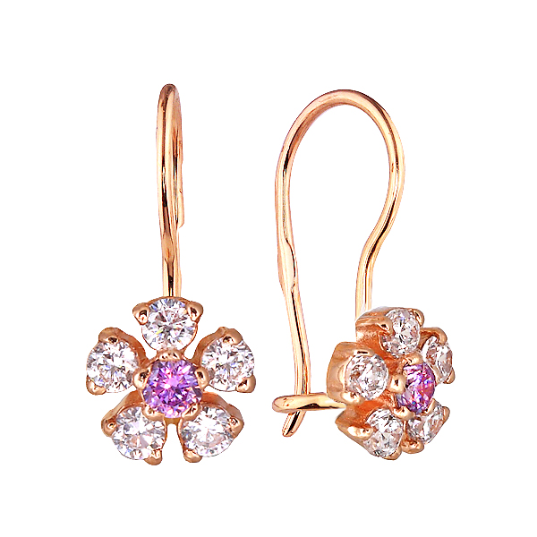 

Серьги из красного золота с фианитом Юверос 12-0854, 12-0854