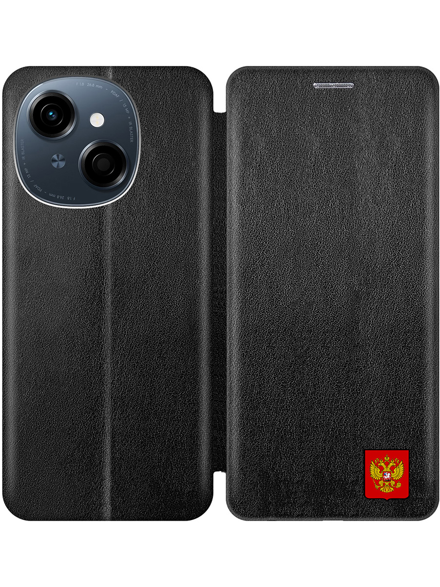 

Чехол-книжка на Tecno Spark Go 1/Pop 9 с принтом "Герб России" черный, 786716981