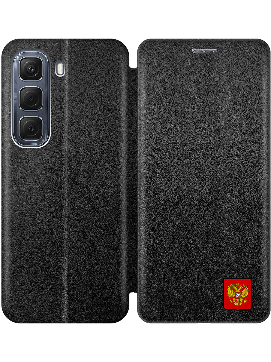 

Чехол-книжка на Infinix Hot 50 4G с принтом "Герб России" черный, 786718781