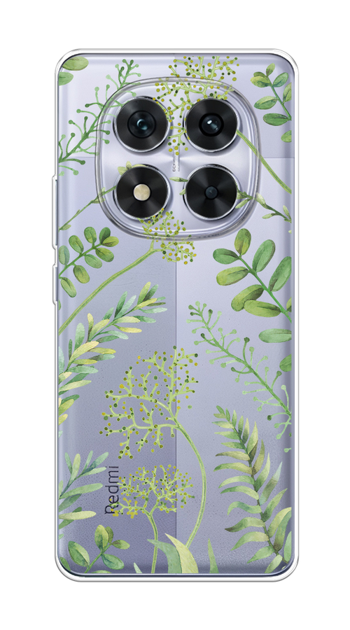 

Чехол на Xiaomi Redmi Note 14 Pro 5G "Green Leaves", Зеленый;прозрачный, 323950-1