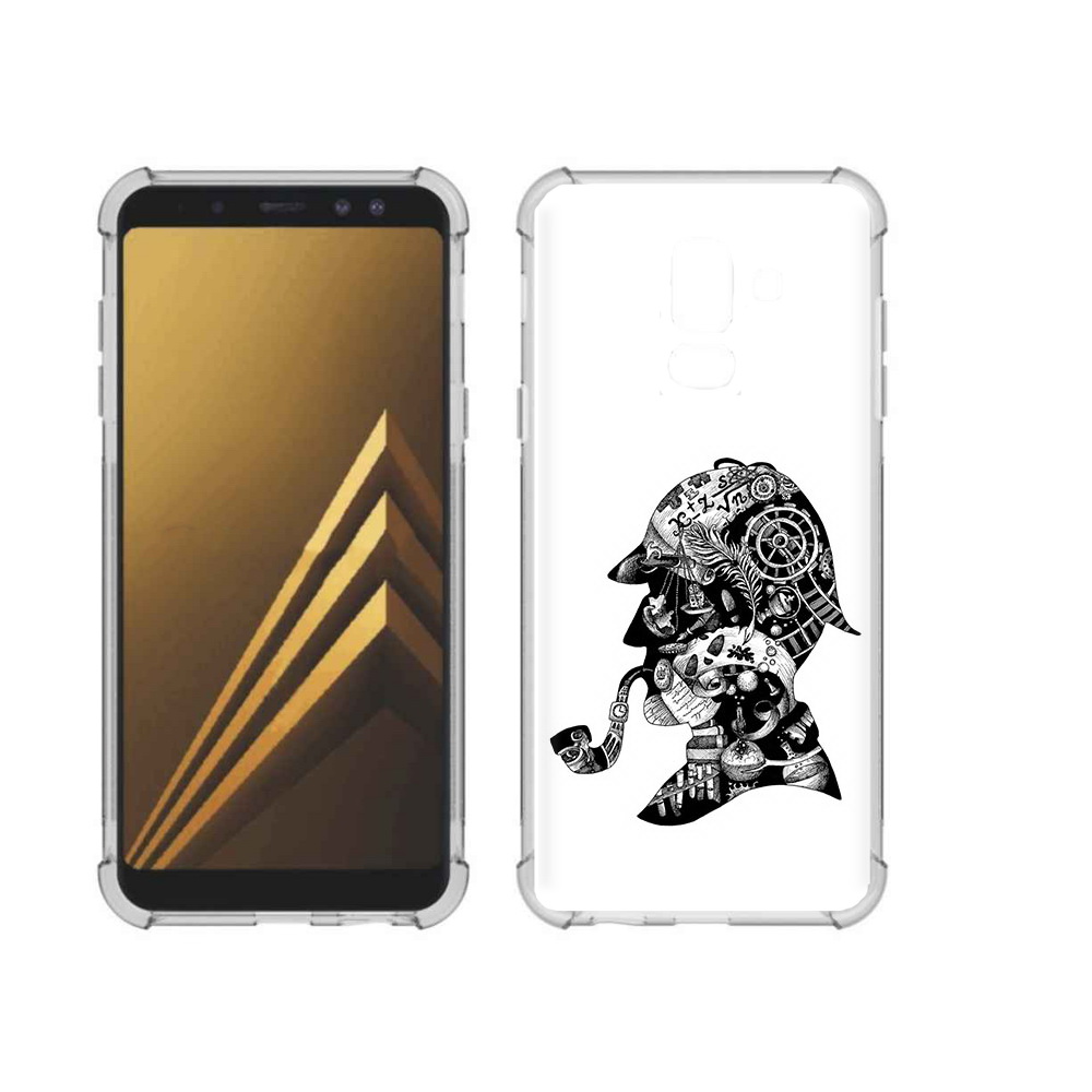 

Чехол MyPads Tocco для Samsung Galaxy A6+ (2018) мужчина с трубкой абстракция, Прозрачный, Tocco
