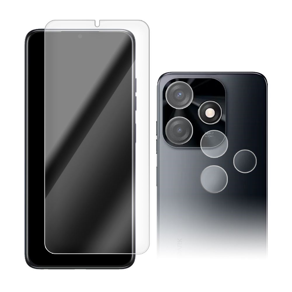 

Стекло защитное гибридное для Tecno Spark 10C + защита камеры (2 шт.)