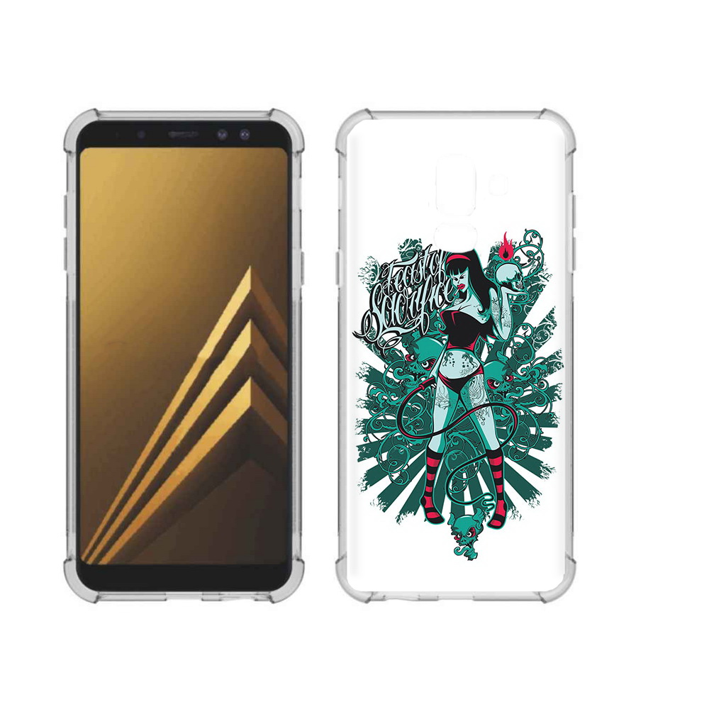 

Чехол MyPads Tocco для Samsung Galaxy A6+ (2018) нарисованная девушка в татуировках, Прозрачный, Tocco